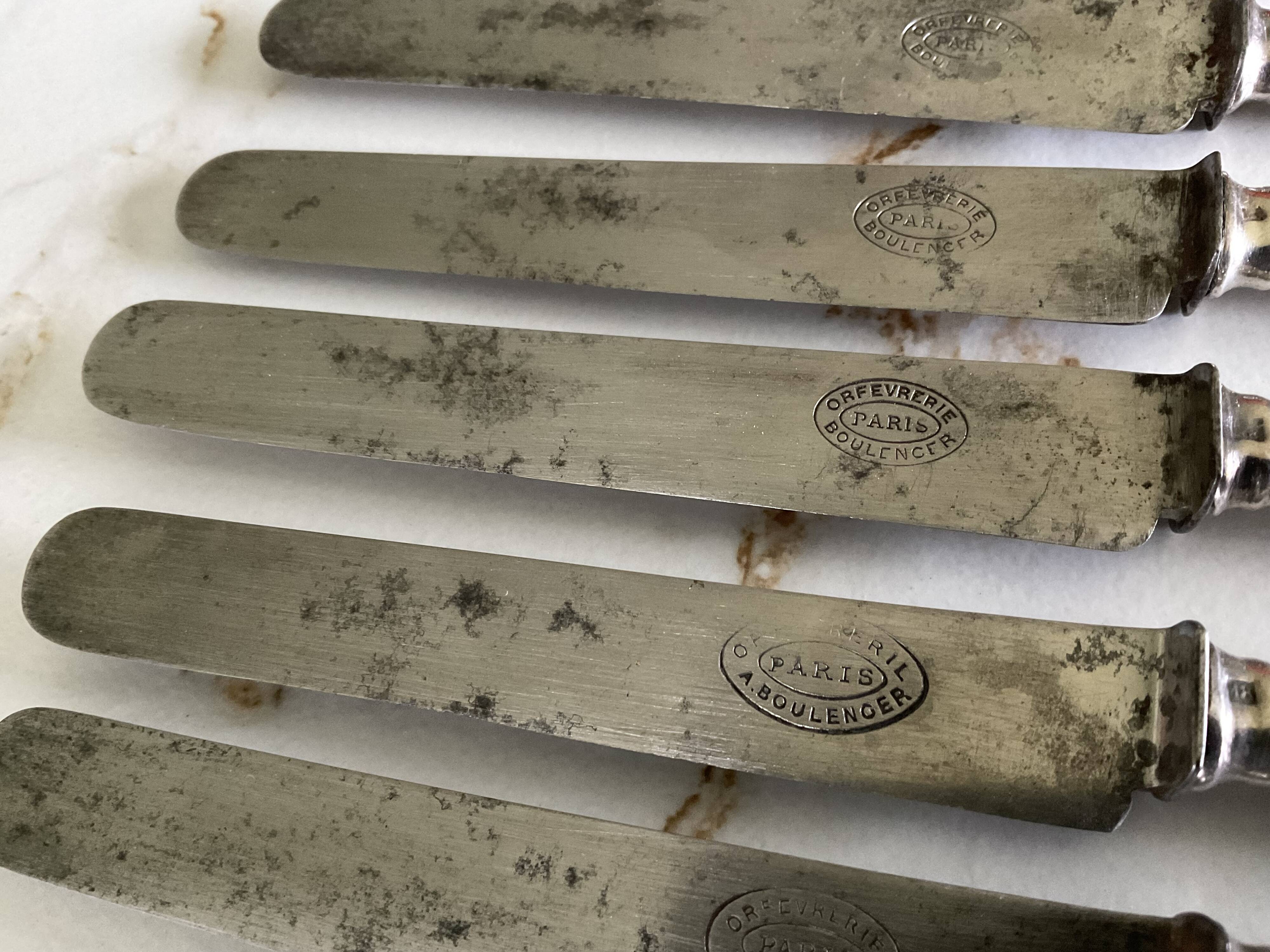 Box of 6 Boulenger knives. Antique. Monogrammed LM.