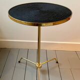 Vintage tripod pedestal table in gold metal