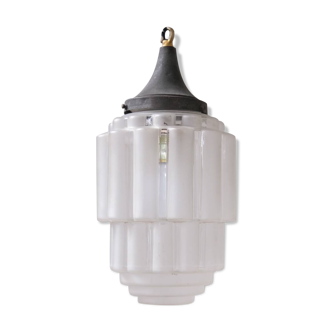 Art Deco 'Sky Scraper' Glass Two Tone Pendant Light