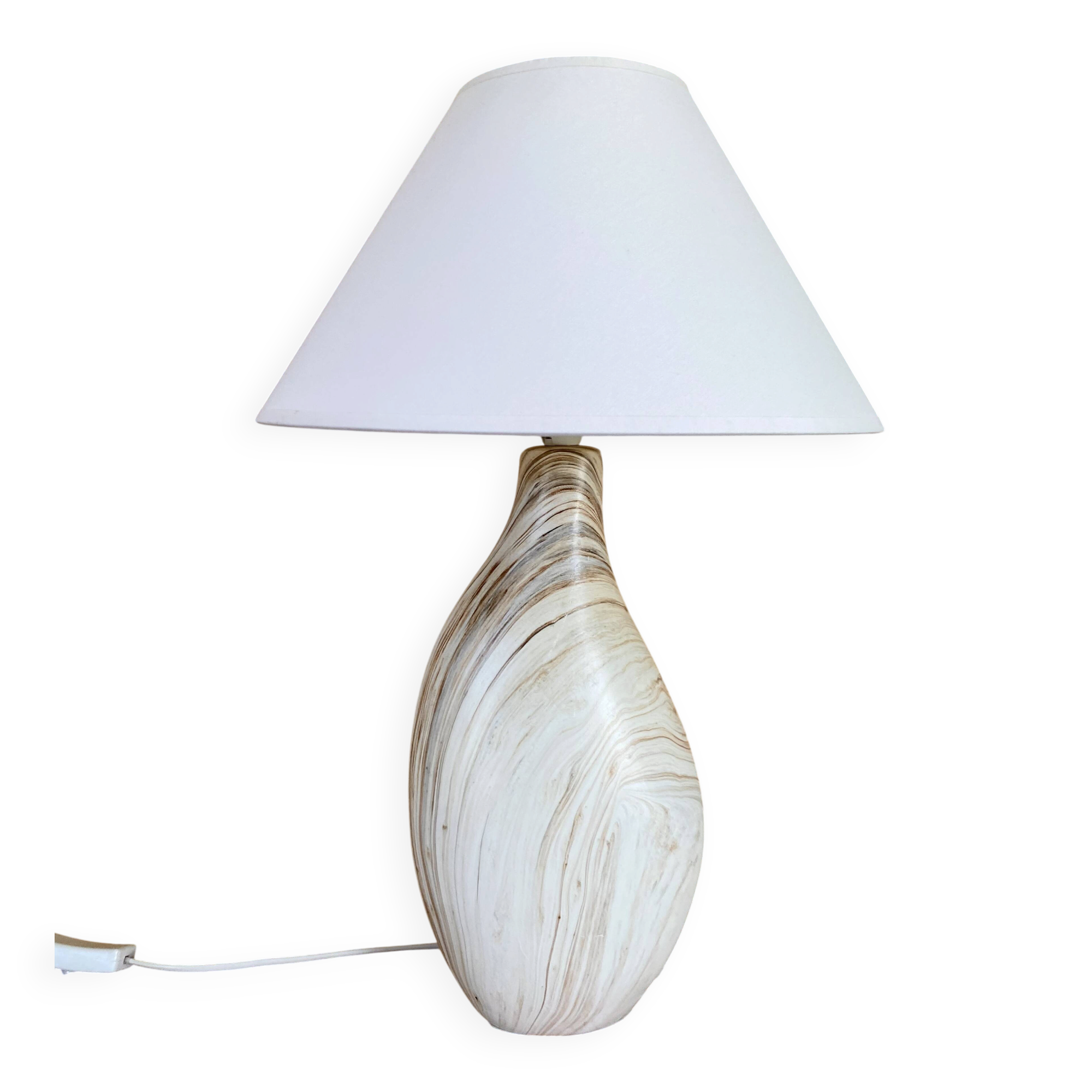 Ceramic lamp, 2M fabric cable, cotton shade