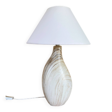 Lampe céramique, câble tissu 2M, abat-jour coton