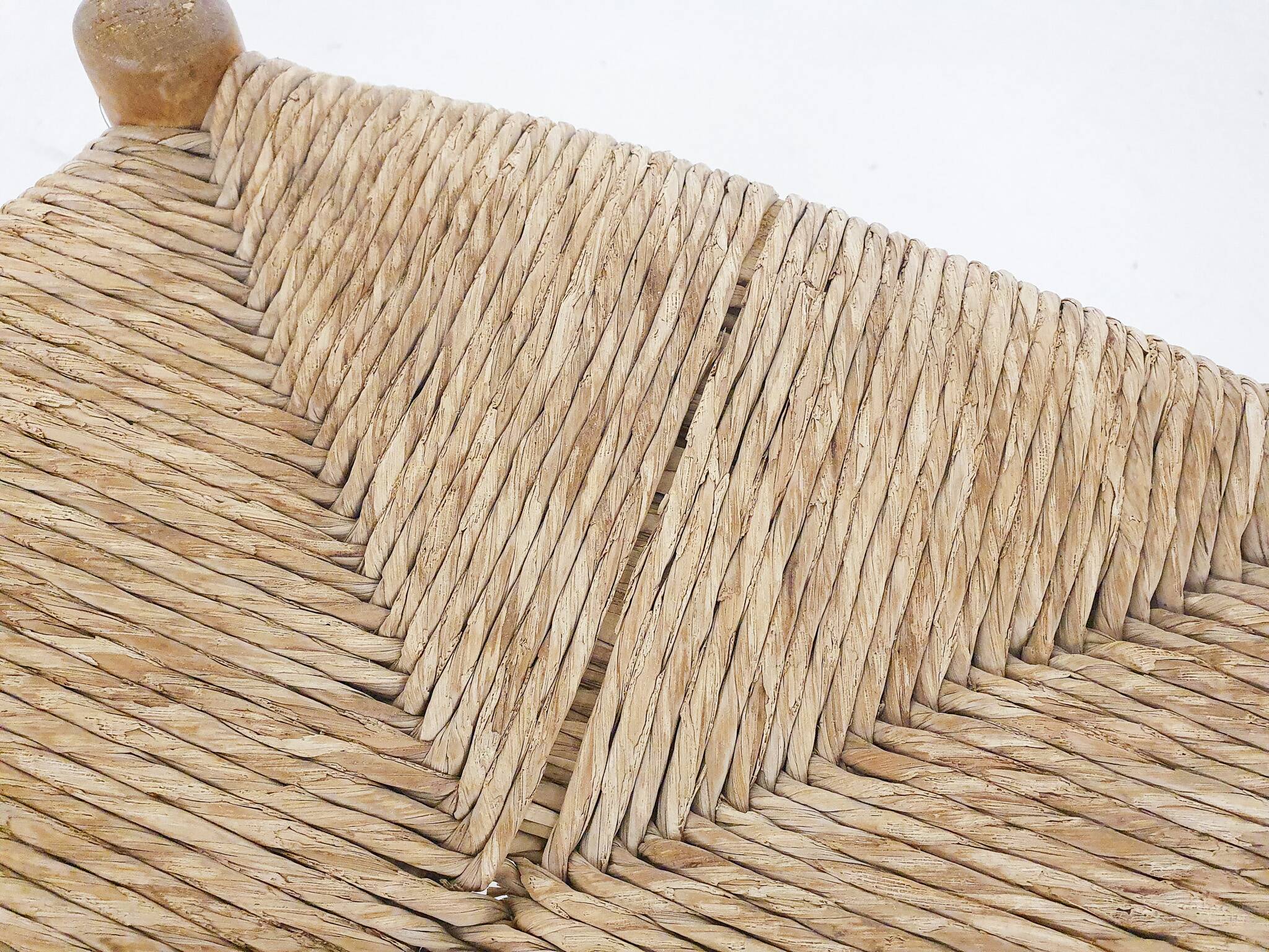 Vintage rattan and wooden stool, France, 1960's