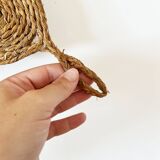 Vintage 1960s braided raffia mirror