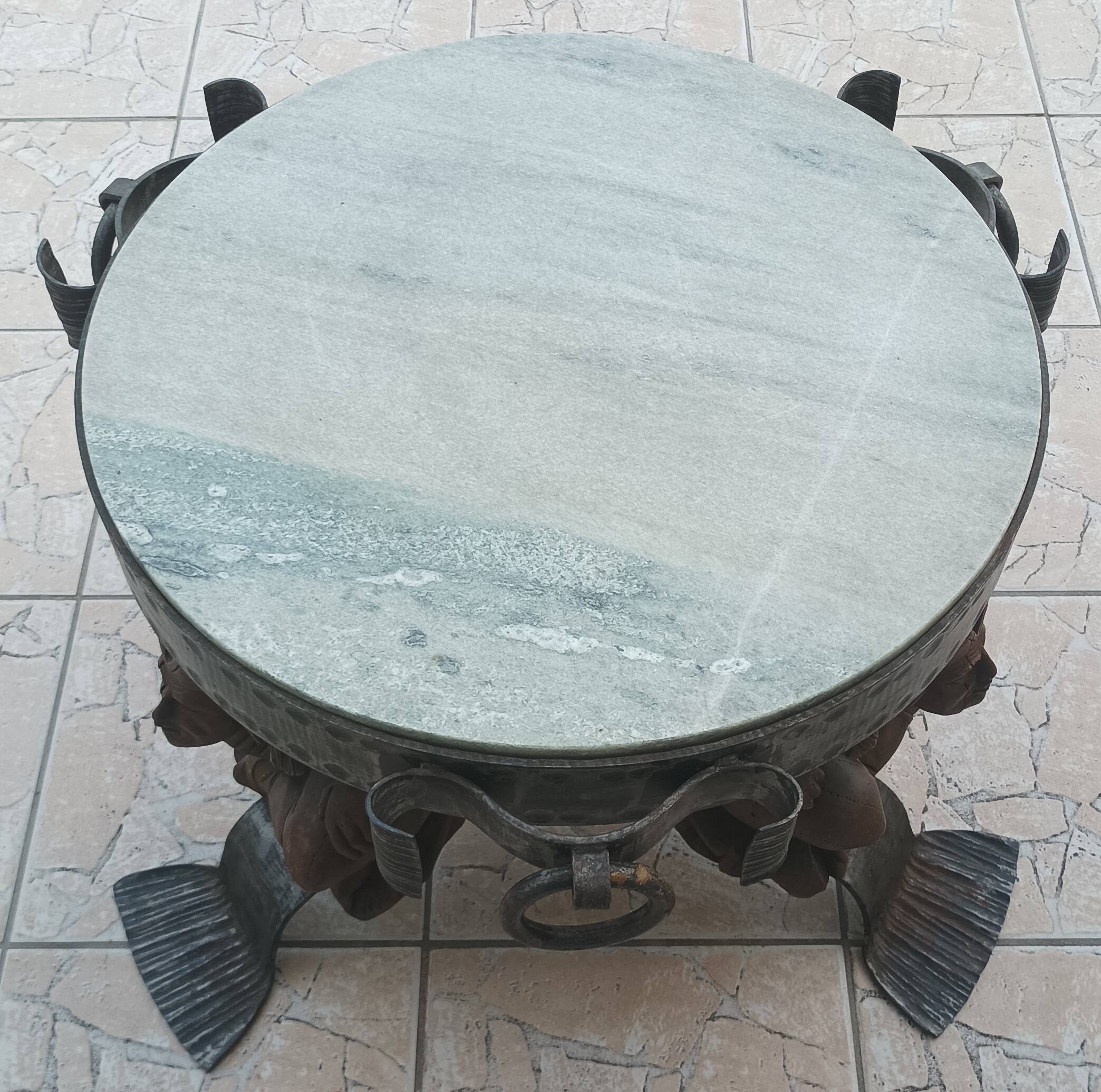 Jean-maurice rothschild (1902-1999) wrought iron and marble coffee table