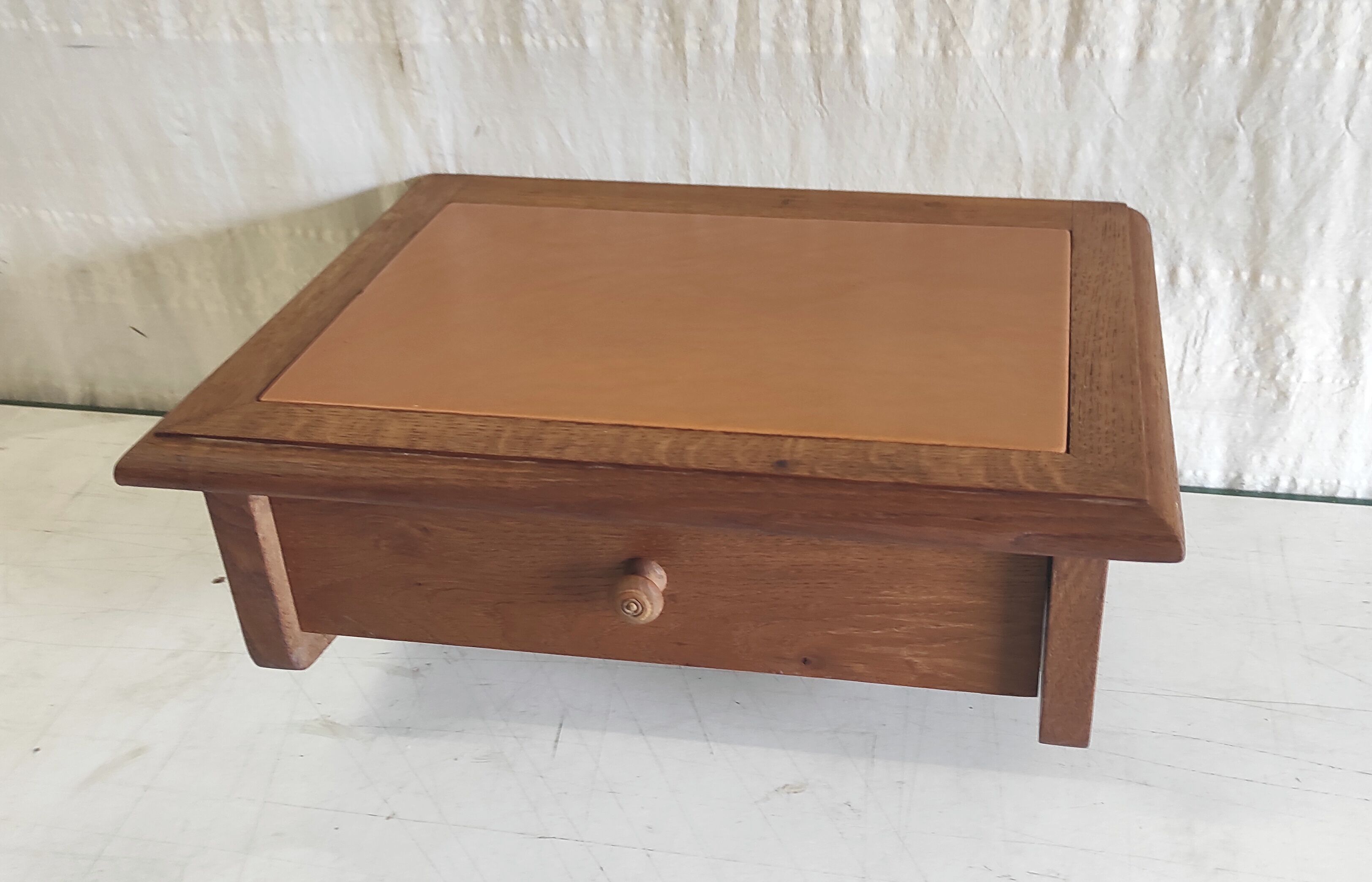 Wall-mounted writing desk in solid oak - mid 20th century.