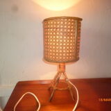 Wicker rattan bedside lamp 1960