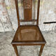 Chaise ancienne art déco bois sculpté & assise cannée vintage #e095