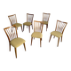 Lot of 6 old solid beech chairs, vintage design from the 60s, new fabric