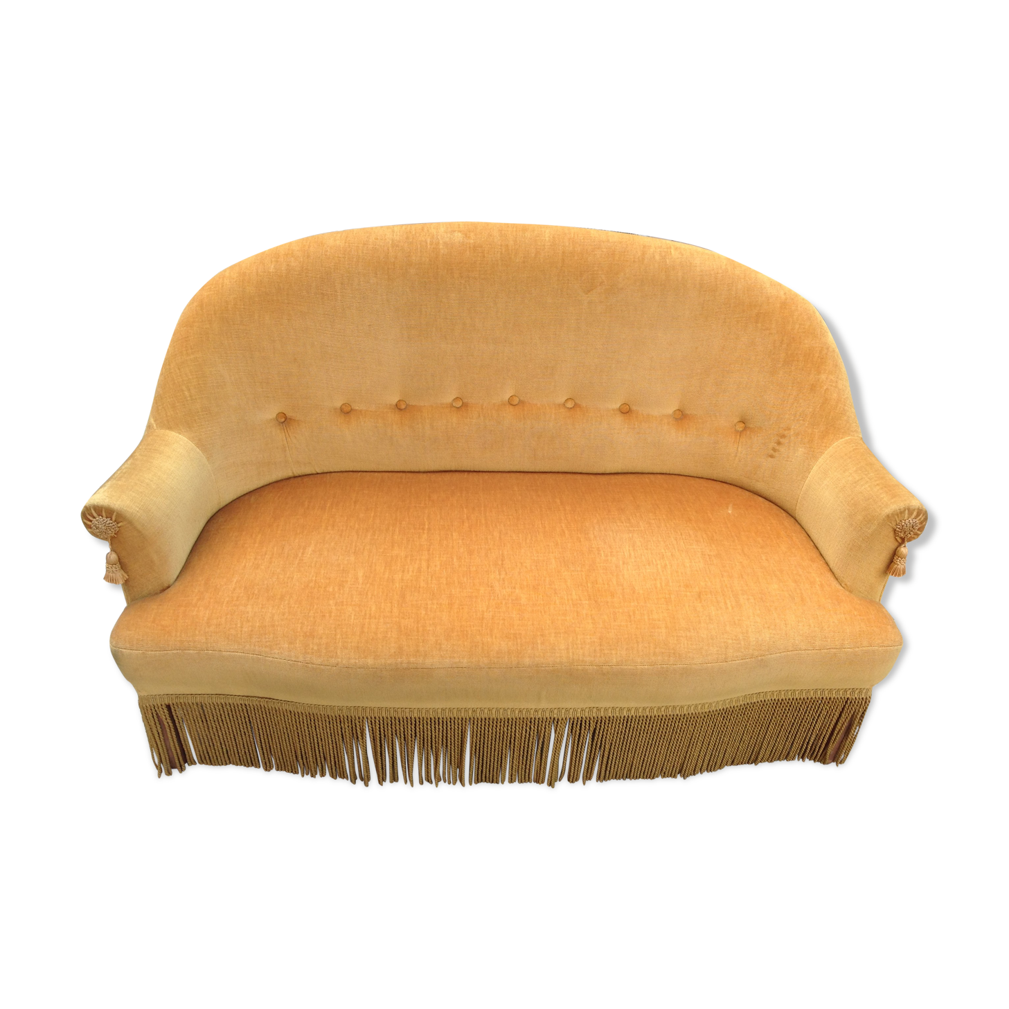 Yellow velvet toad sofa