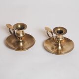Brass candle holder with cup and handle