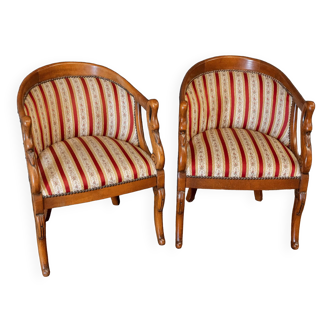 Pair of armchairs in mahogany XXth