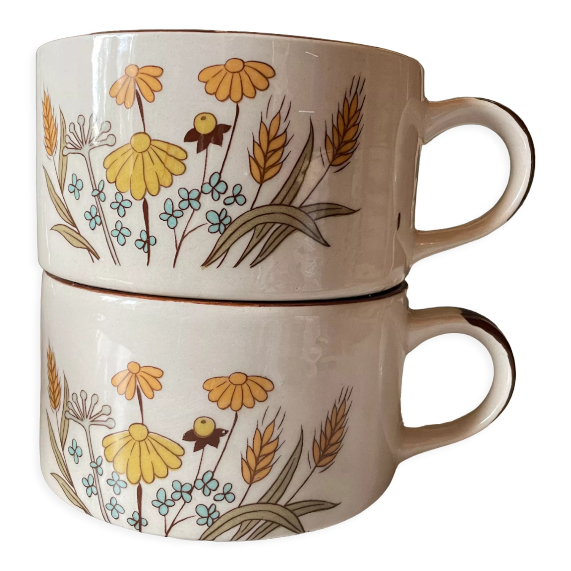 Vintage stoneware lunch cups