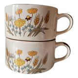 Vintage stoneware lunch cups