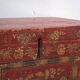 Antique chest painted vermilion red in pine wood – China, circa 1900