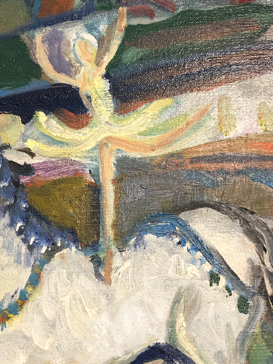 Painting Oil on Canvas Fauvism Circus Horse Dancer Circa 1960