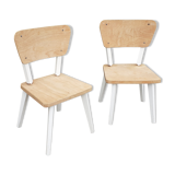 Pairs of children's chairs feet compass vintage wood