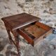 Antique French side table in walnut – 19th century, Louis Philippe style, solid walnut table with drawer (1870–1900)