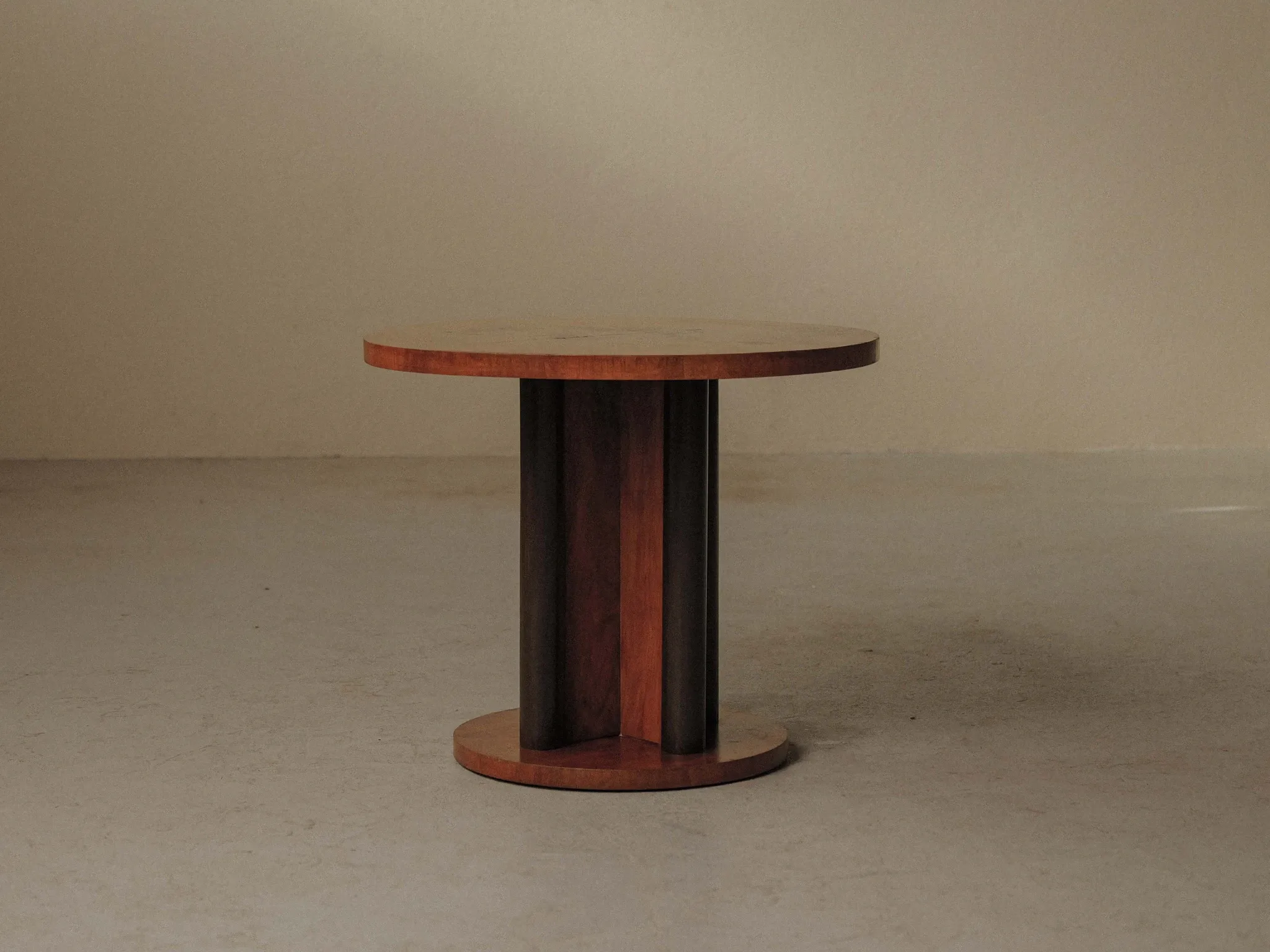 Guéridon rond de style Art déco en bois, vers 1950