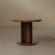 Guéridon rond de style Art déco en bois, vers 1950
