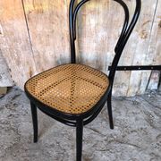 Bistrot wood & seat canned chair 70s vintage