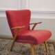 Cocktail armchair zig zag wing 50s 60 pink fushia