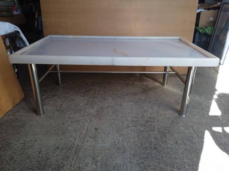 chrome metal and onyx marble coffee table, 1970s