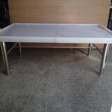 chrome metal and onyx marble coffee table, 1970s