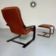 Yngve Ekström 70 Scandinavian design armchair with leather and wood ottoman