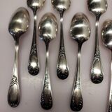 Old silver metal service with box