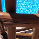 Ensemble salon de jardin une Banquette et un Fauteuil en bois Vintage