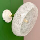 Vintage wall lamp with white clichy glass shade