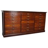 British Mahogany Apothecary Cabinet or Bank of Drawers, 1930s