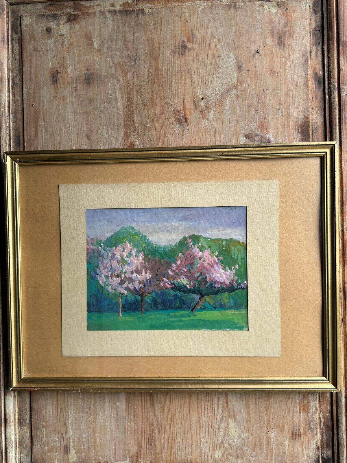 Watercolor on paper, flowering trees, mid-20th century