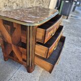 Louis xv 3-drawer chest of drawers in marquetry and bronze marble top