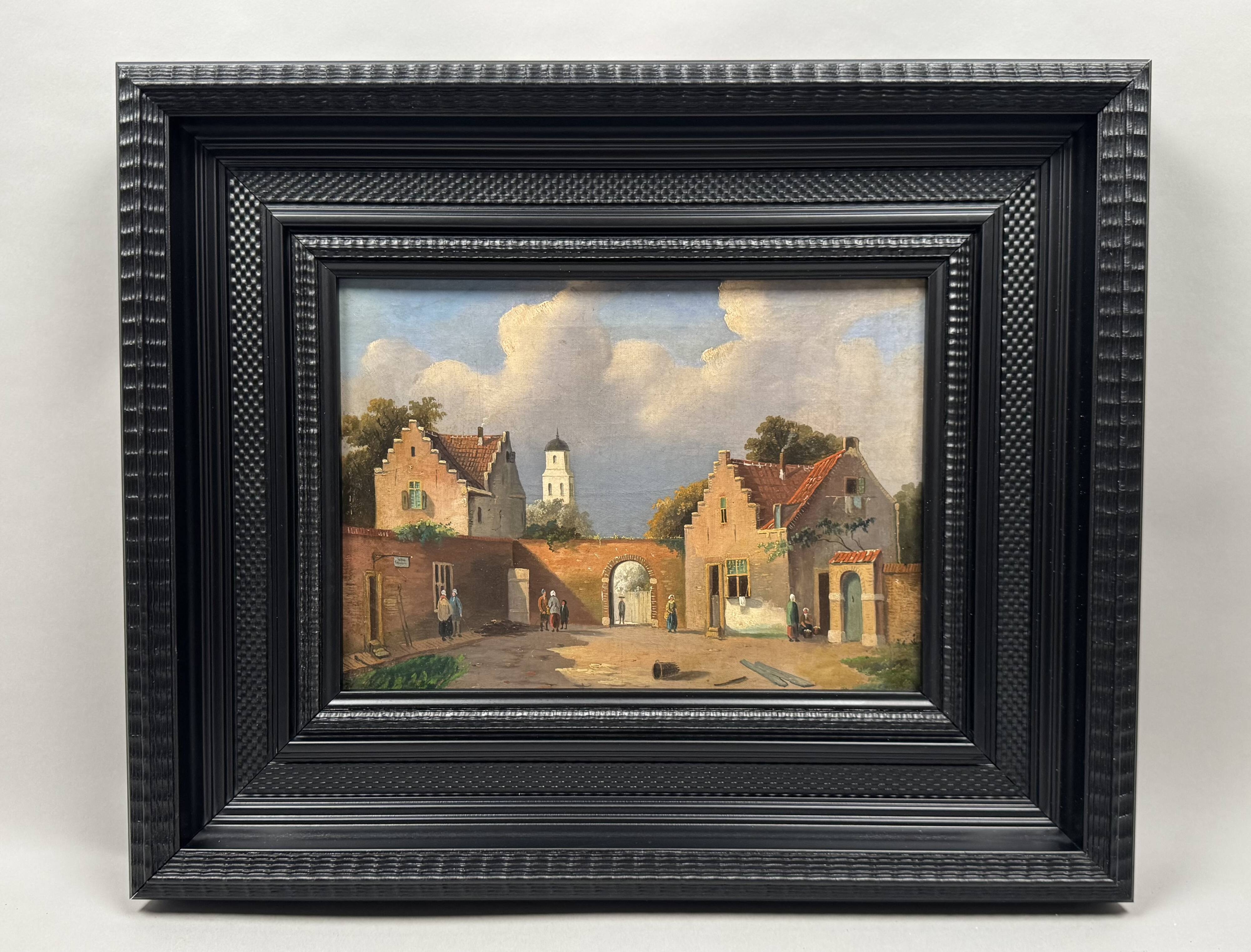 Lively Dutch or Flemish village square