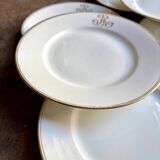 6 assiettes à dessert en porcelaine de Paris monogrammées