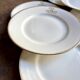 6 monogrammed Paris porcelain dessert plates