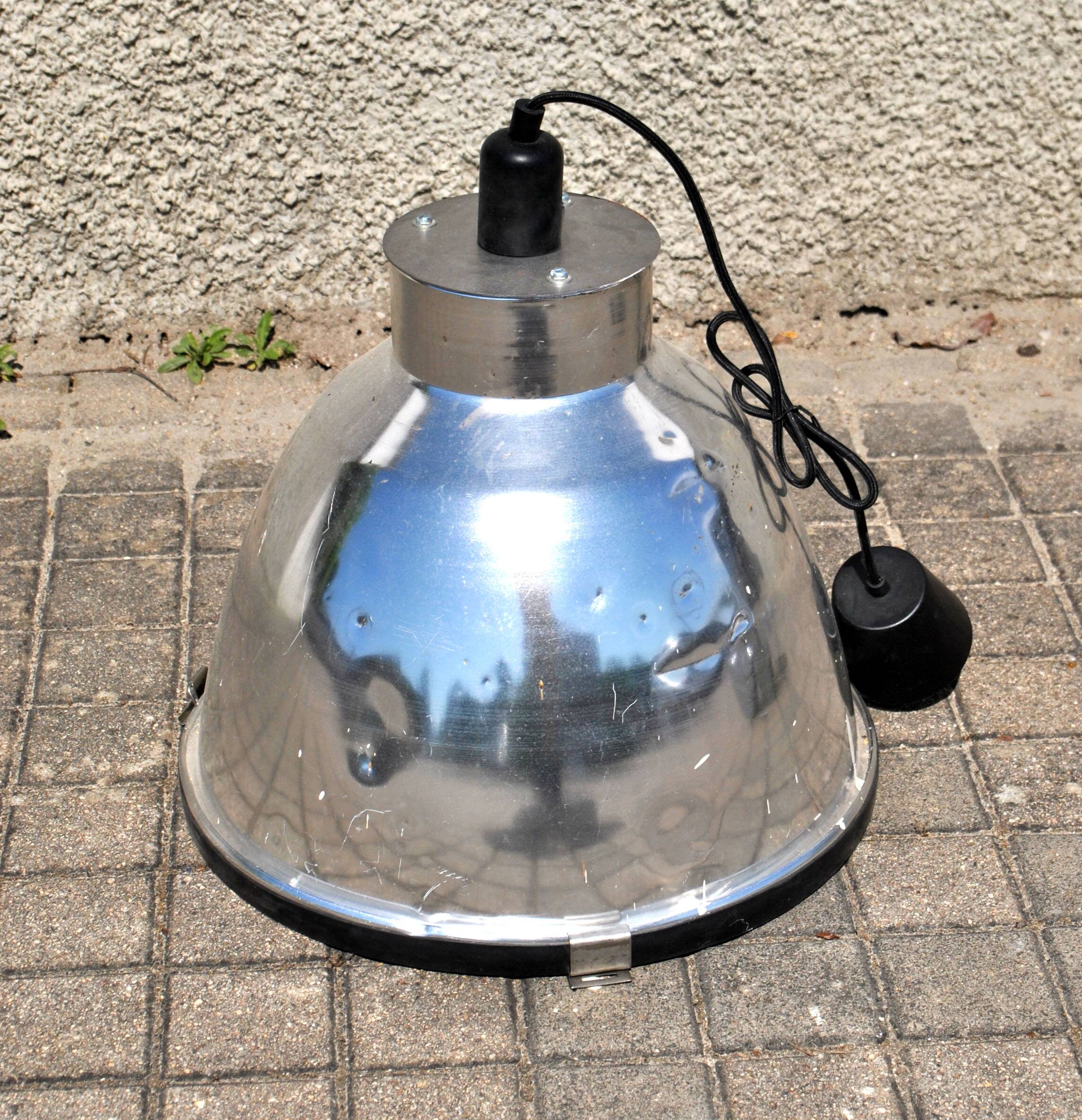 Industrial Workshop Pendant Lamp in Vintage Metal and Glass