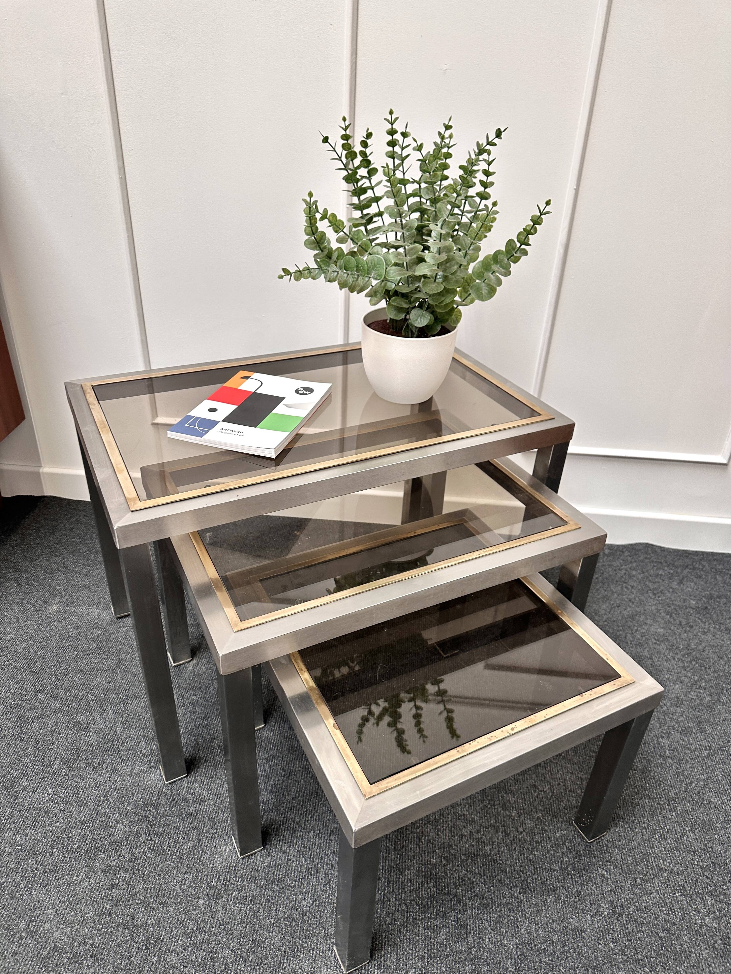 Smoked glass nesting coffee table