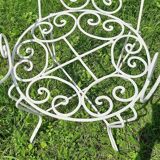 Garden furniture tin forge blanc 1 table and 2 armchairs
