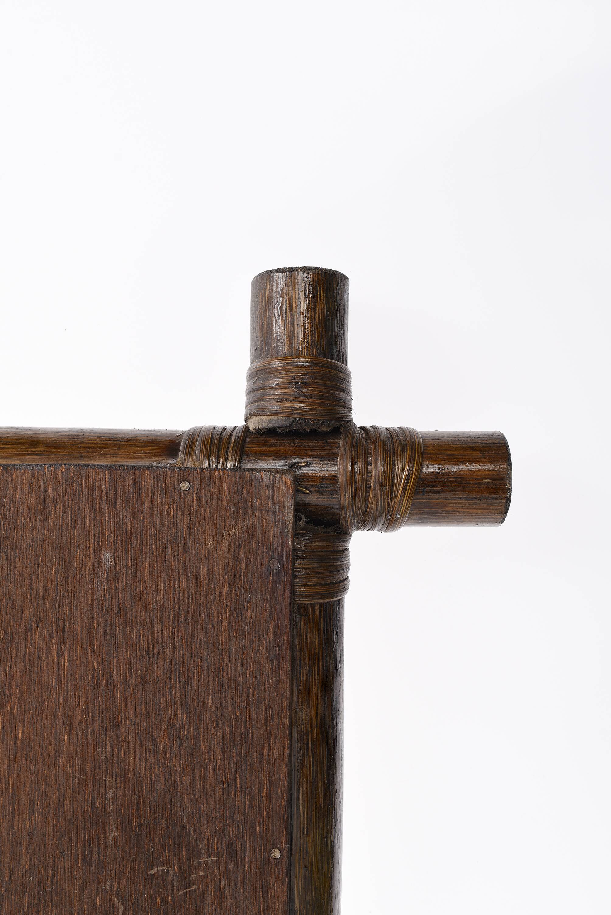 Large old rectangular rattan mirror, 67cm x 47cm