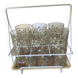 Set of 6 glasses with tray