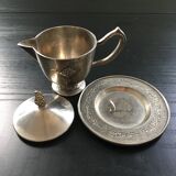 Silver-plated pitcher and saucer