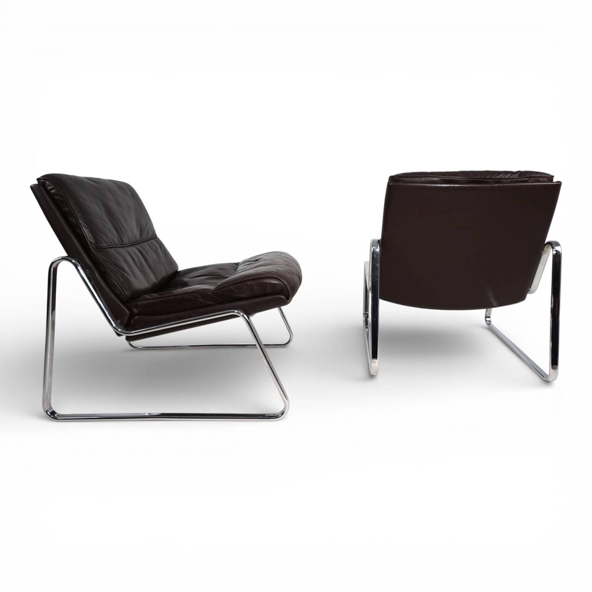 Set of 2 Drabert lounge chairs in brown leather by Gerd Lange, 1970