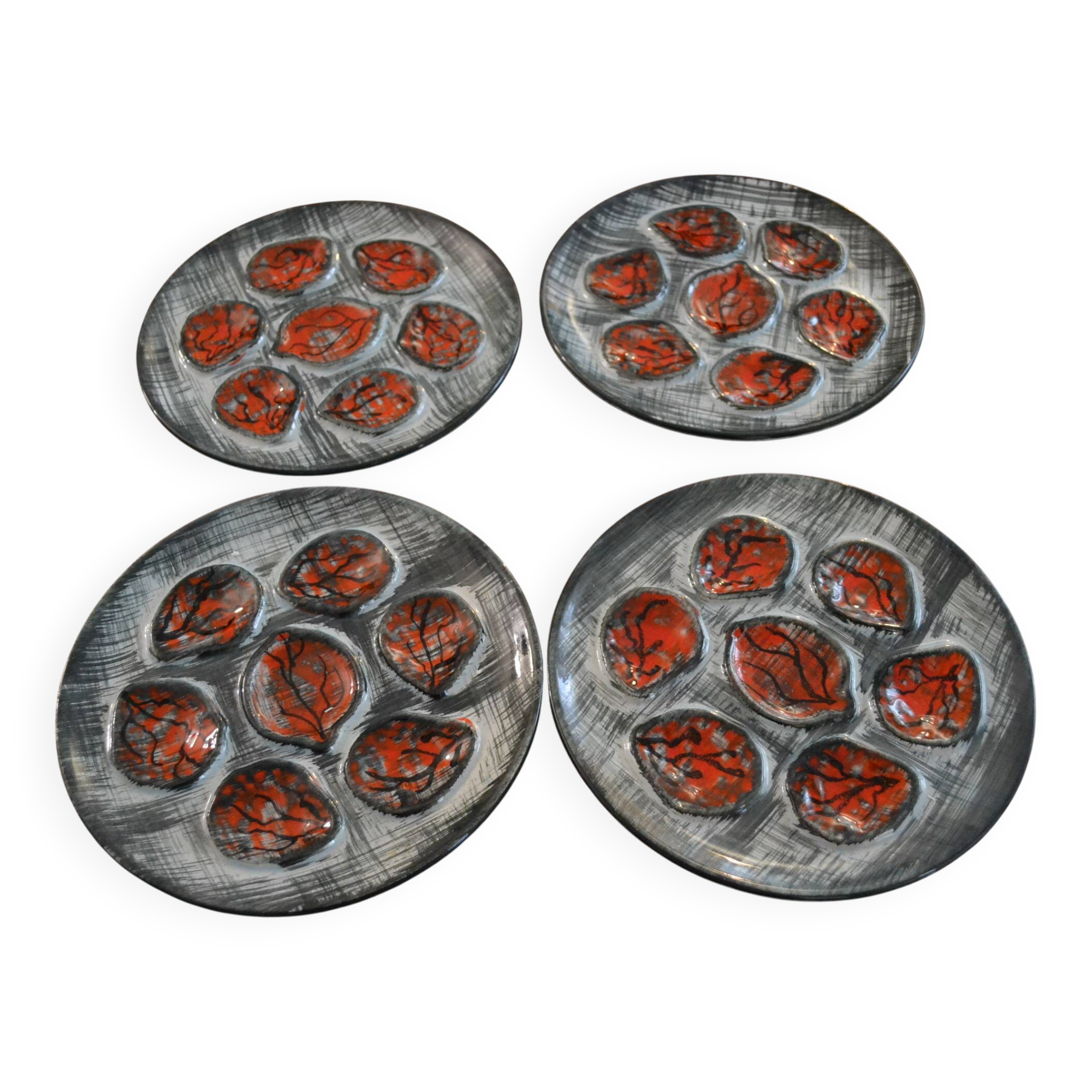 Set of 4 Pornic oyster plates