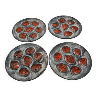 Set of 4 Pornic oyster plates