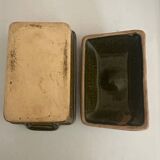 Vintage green majolica butter dish