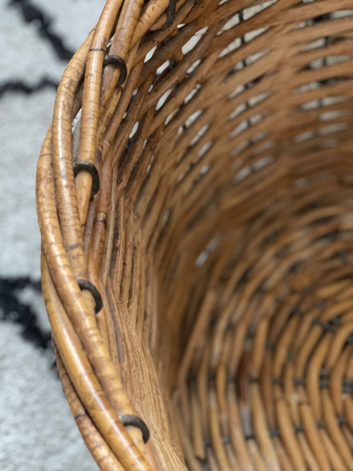 Old rattan and metal basket