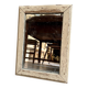 Beige wooden rectangular mirror 42 x 31 cm