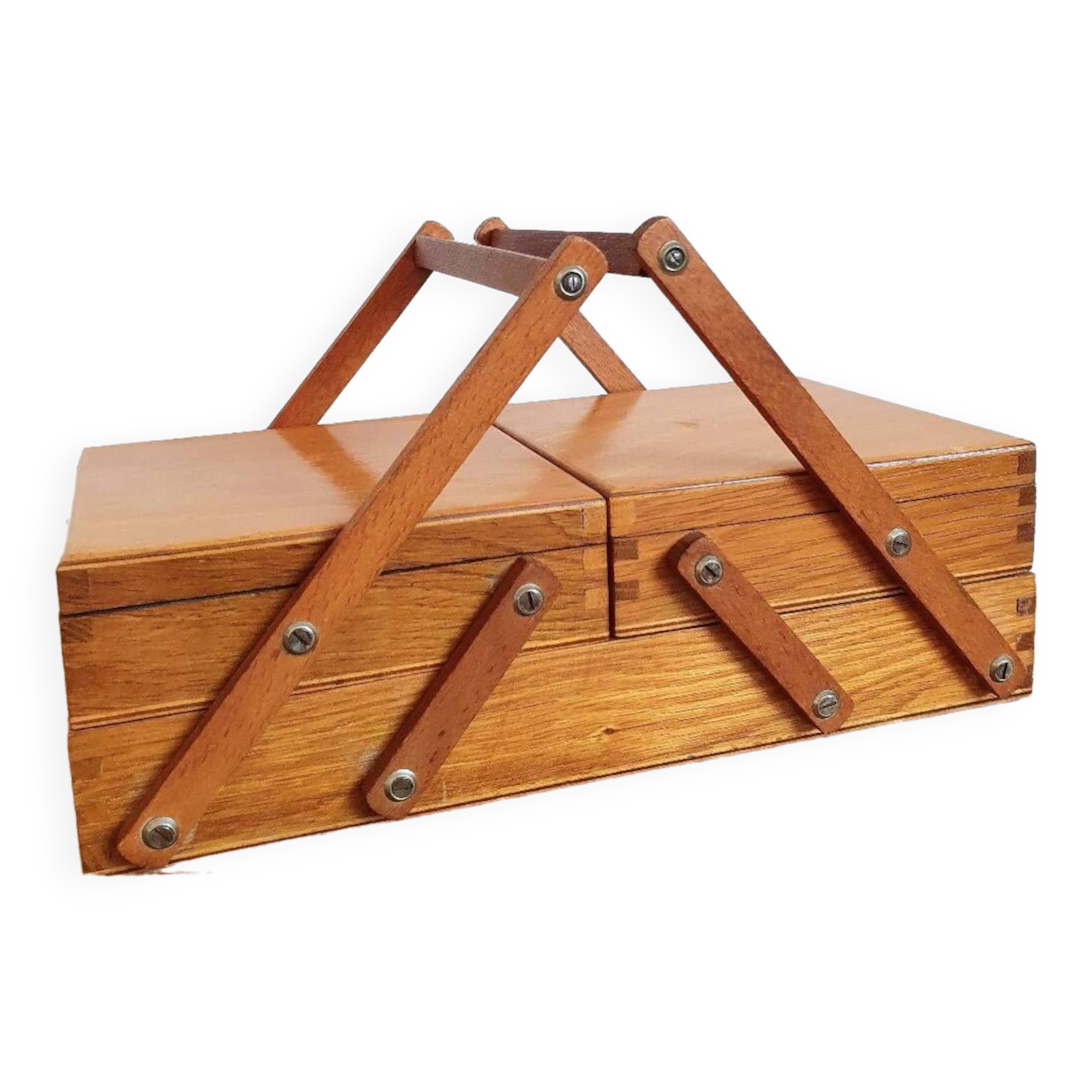 Small wooden sewing worker